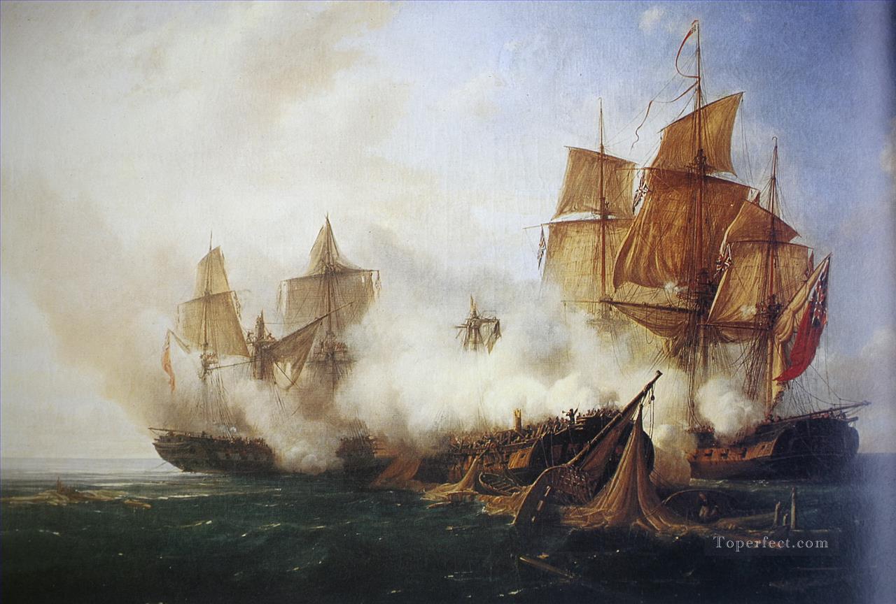 Combat de la Pomone Naval Battles Oil Paintings